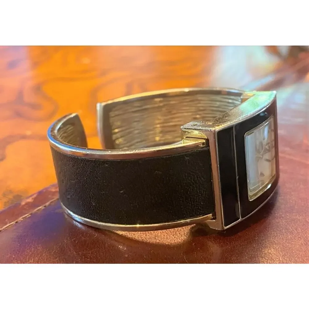 Women's Studio Time Watch, Gold Tone Bangle Bracelet, Black Case